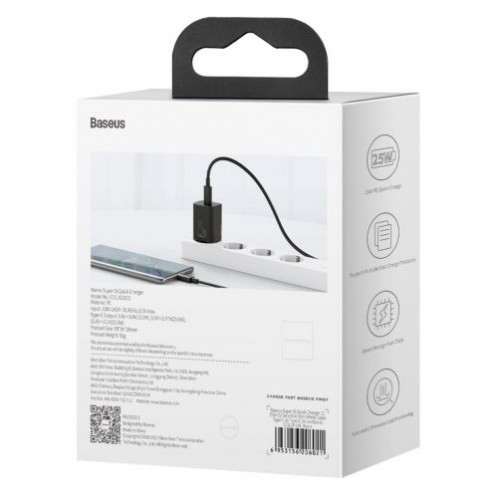 Baseus Travel Charger Super Si 1C Quick Charger 25W EU Black (CCSP020101) DA729484-016
