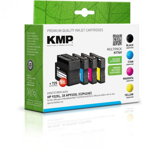 KMP H174V Multipack BK/C/M/Y Comp. avec HP C2P42AE 932/933 XL 284965-03