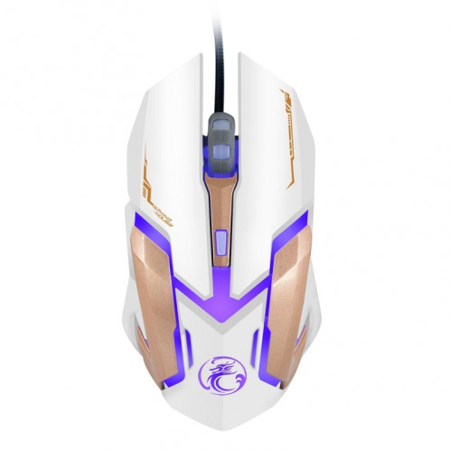 IMICE V6 LED Colorful Light USB 6 boutons 3200 DPI Wired Optical Gaming Mouse pour ordinateur PC portable (blanc) SI164W5-08