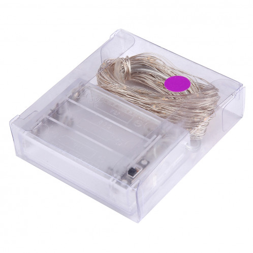 10m 6W 100 LED SMD 0603 IP65 Waterproof 3 x AA Batteries Box Silver Wire String Light Lampe Fairy Lampe Décorative, DC 5V (Purple Light) S117PL0-07