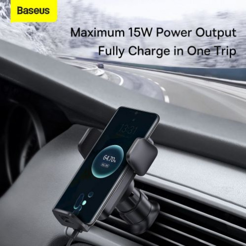 Baseus Car Mount Wireless Charger Wisdom Auto Alignment Air Outlet base QI 15W Black (CGZX000001) DA2116651-016