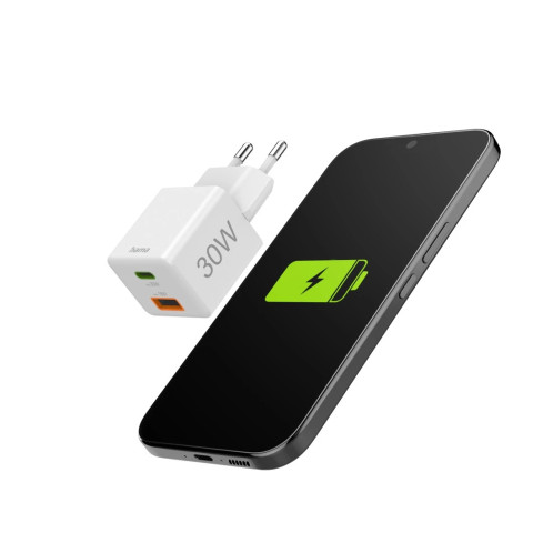 Hama Mini chargeur rapide PD 30W 1xUSB-C/1xUSB-A blanc 201992 140900-018