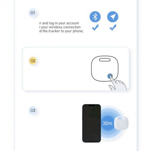 Baseus Home Intelligent T2 Pro Keychain Wireless Key and Other Object Finder BT 5.0 White (FMTP000002) DA707782-024
