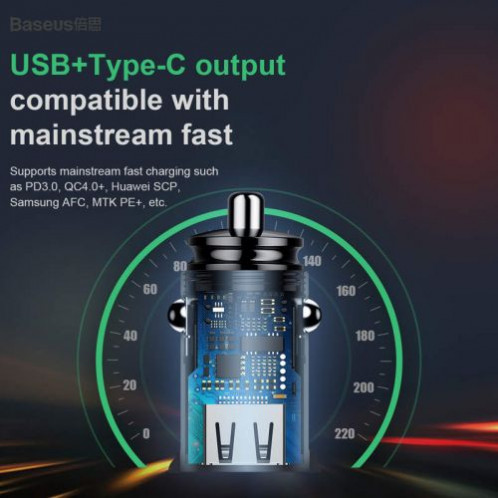 Baseus Car Charger Circular Plastic A+C PPS PD3.0 + QC4.0 + 30W Black (CCALL-YS01) DA496409-08