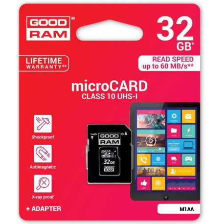 Carte Mémoire GoodRAM 32 Go (Avec Adaptateur carte SD) 913239-04