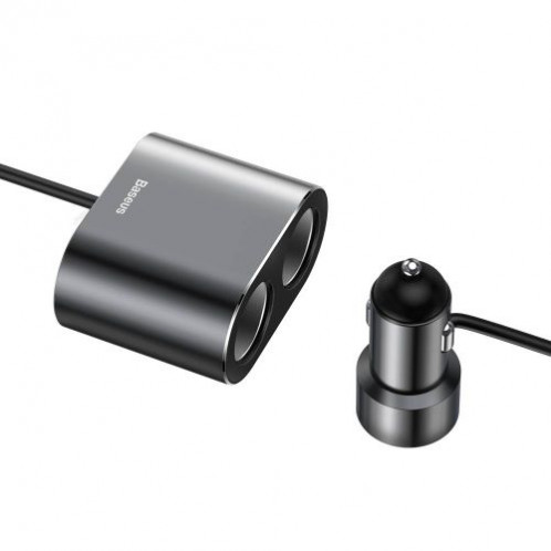 Baseus Car charger One to Two Cigarette Lighter(dual lighter 80W+dual USB 3.1A) Black (CRDYQ-01) DA716806-013