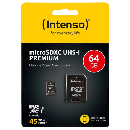 Intenso microSDXC Card 64GB C10 UHS-I Premium avec adapt. 115691-04
