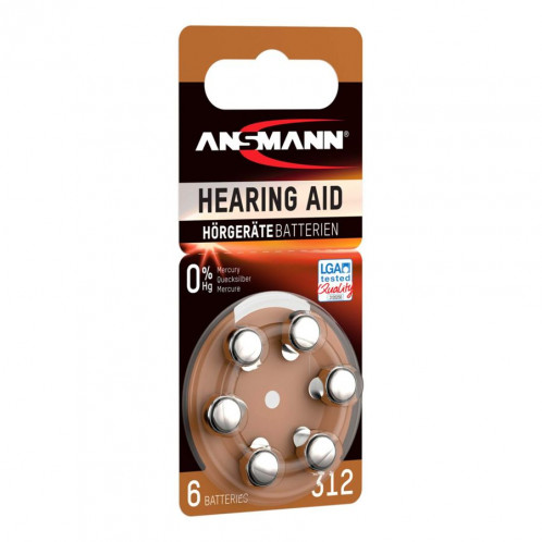 10x6 Ansmann Zinc-Air 312 (PR41) Batterie pour Appareil Auditif 486859-03