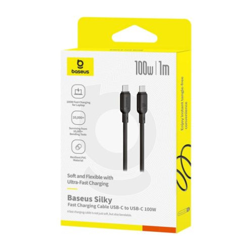 Baseus Type-C Type-C Cable Silky Seriesl Fast charge/data, 100W, 1m, Black (P10377704113-00) DA171824-02