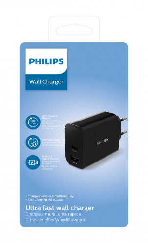Philips High Power Dual Chargeur 30W 1 USB-A + USB C 113572-04
