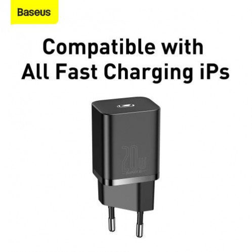 Baseus Travel Charger set Super Si 1C PD Fast charger 20W EU Black (CCSUP-B01) DA685758-012