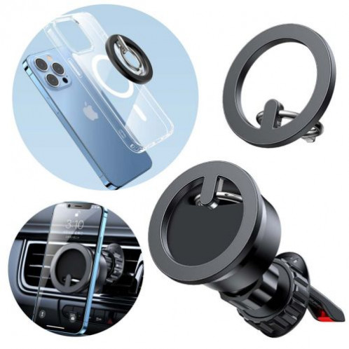 Joyroom Car Moun Magnetict Multifuctional Kit for Air Outlet (Car Holder, Magnetic Ring, Magnetic Cap) Black (JR-ZS294) DO1217476-012