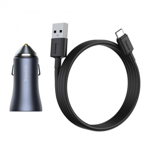 Baseus Car Charger Golden Contactor Pro Dual Quick Charger U+C, PD 3.0, QC 4+, SCP FCP AFC (with USB Type C 1m cable) Gray (TZCCJD-0G) DA768136-016