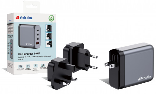 Verbatim GNC-140 GaN Charg. 140W 3xUSB-C PD, 1xUSB-A QC 3.0 32203 871803-010