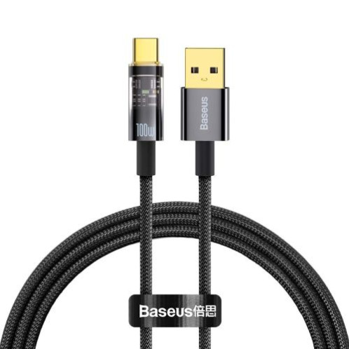 Baseus Type-C Explorer Series Auto Power-Off Fast Charging Data Cable 100W, 1m Black (CATS000201) DA522524-011