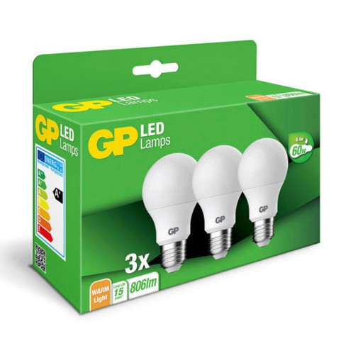 1x3 GP Lighting LED Classic E27 8,6W (60W rechange) GP 087687 587218-03