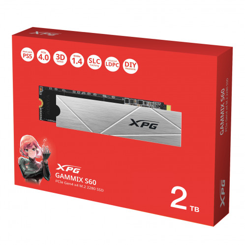 ADATA-XPG SSD PCIe Gen 4x4 2TB GAMMIX S60 R/W 5000/4200 887567-09