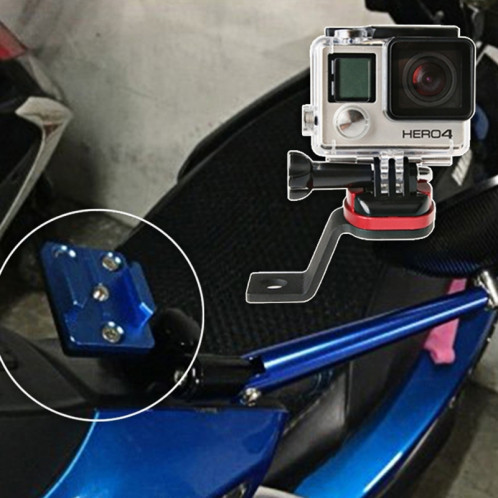 Miroir de rétroviseur de moto Support de support fixe en alliage d'aluminium CNC pour GoPro HERO4 / 3 + / 3, Xiaomi Xiaoyi, caméra SJCAM (argent) SM006S7-07