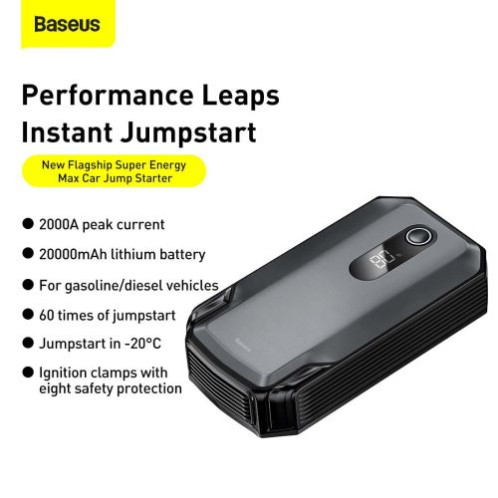 Baseus Car Tool Power Starter / Power Bank Super Energy Max Car Jump Starter (Peak current 2000A / 20000 mAh) Black (CGNL020001) DA7094969-018