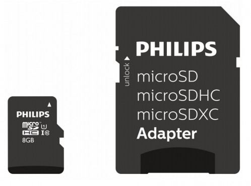 Philips MicroSDHC Card 8GB Class 10 UHS-I U1 + adaptateur 512514-00