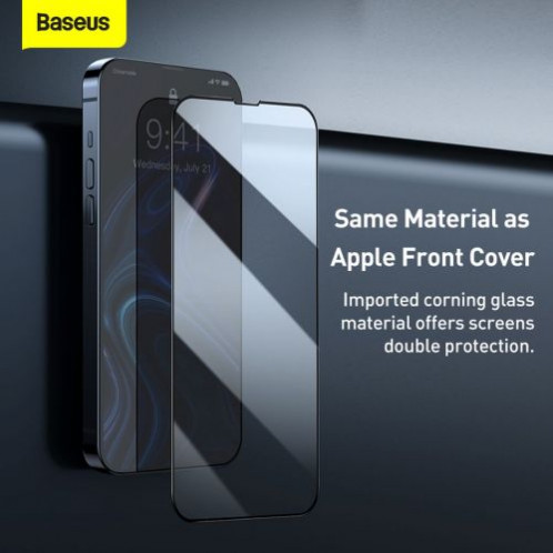 Baseus iPhone 13 mini 0.4 mm CW-HY Full-screen, Full-glass, Corning Tempered Glass (2pcs/pack+Pasting Artifact) Black (SGQP040001) DA630508-014