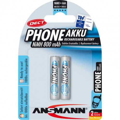 1x2 Ansmann maxE NiMH piles Micro AAA 800 mAh DECT PHONE 392014-03