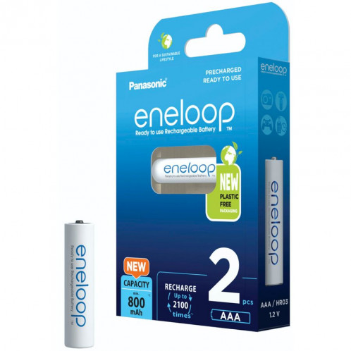 1x2 Panasonic Eneloop Micro AAA 800mAh Ni-MH BK-4MCDE/2BE 762568-04