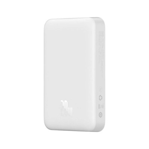 Baseus Power Bank Magnetic Mini Wireless Quick charging (With Xiaobai Type-C to Type-C 60W (20V/3A) MagSafe 15W / PD 20W, 10000 mAh, White (PPCX070002) DA2481387-014