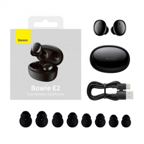 Baseus Earphone Bluetooth Bowie E2 BT 5.2, TWS AV Synchronization, Low Latency, IP55, Black (NGTW090001) DA2161249-023