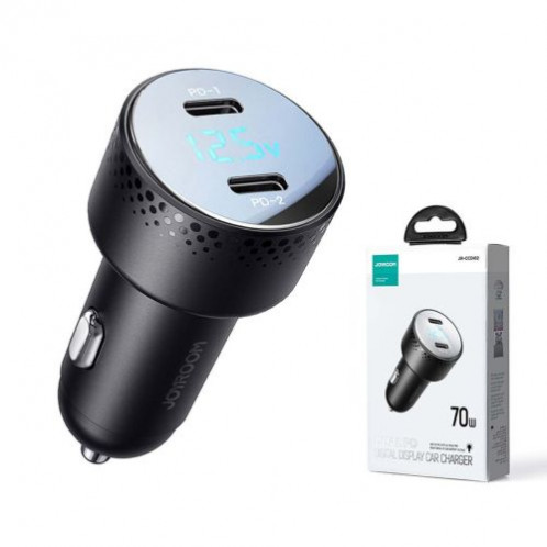Joyroom Car Charger with Digital Display, U+C, QC 3.0, PD, 70W, Black (JR-CCD02) DO697526-017