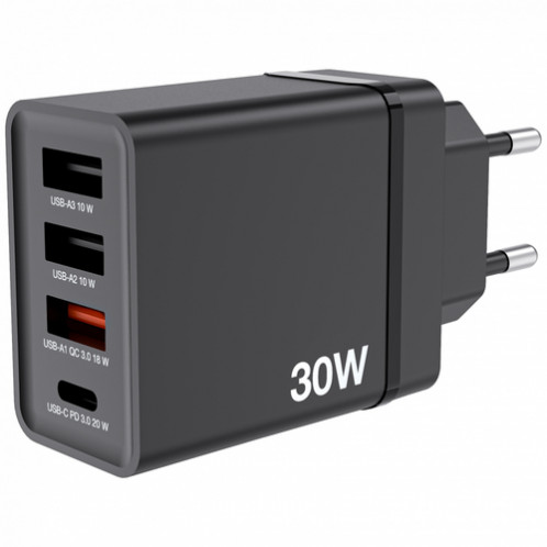 Verbatim USB Chargeur mural 30W 1xUSB-C PD 3xUSB-A noir 49700 125885-05