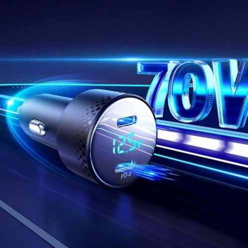 Joyroom Car Charger with Digital Display, U+C, QC 3.0, PD, 70W, Black (JR-CCD02) DO697526-017