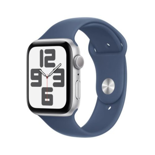 Apple Watch SE (2024) GPS 44mm Silver Alu Case, Denim Sport Strap M/L EU MXER3 DP20300649-01