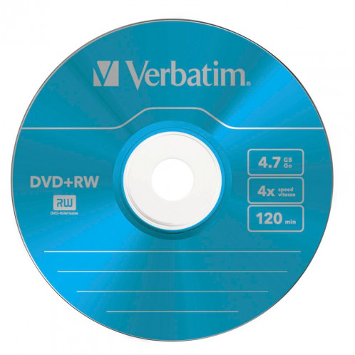 1x5 Verbatim DVD+RW 4,7GB 4x Speed Colour Surface Slimcase 178222-06