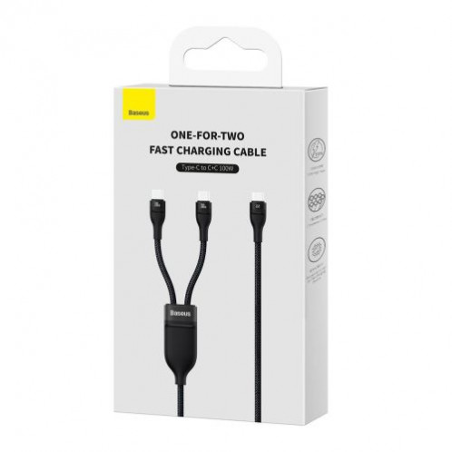 Baseus Universal Cable, Flash Series II 2-in-1 Fast Charging Cable (Type-C to Type-C + Type-C) 100W, 1.5m, Black (CASS060001) DA821605-02