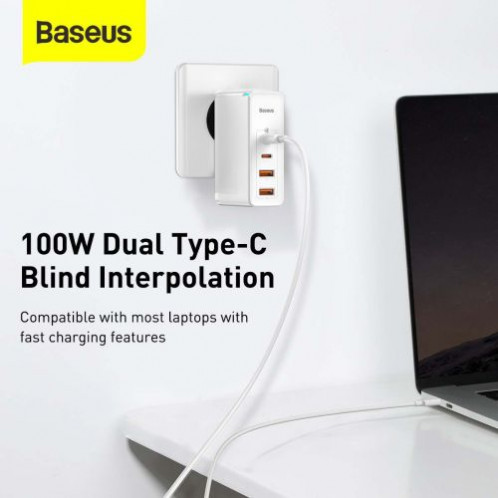 Baseus Travel Charger GaN2 Pro Quick wall charger C+C+U+U, PD 3.0, QC 4.0+, 100W EU White (CCGAN2P-L02) DA3450450-019