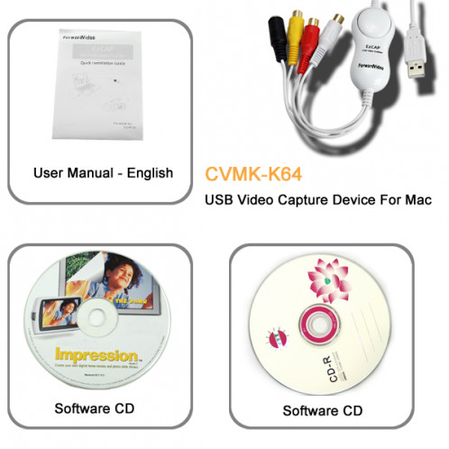 Clé USB de capture vidéo pour MAC (AV vers MAC) CUSBCVMAC01-04