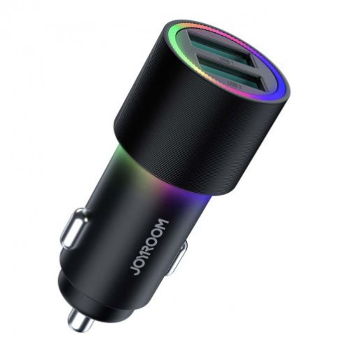 Joyroom Car Charger U+U, 24W, LED Light, Black (JR-CL10) DO313403-07
