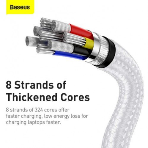 Baseus Type-C Type-C cable Cafule Series Metal Fast charge/data 100W (20V/5A) 2m White (CATJK-D02) DA436180-012