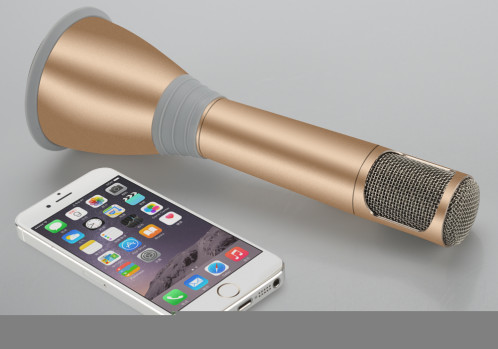 TUXUN K068 – Microphone Karaoké + Haut-parleur / Bluetooth 3.0 / Effets Karaoké KTV / Câble d'enregistrement / Batterie 1000mAh / Doré CT9865-01