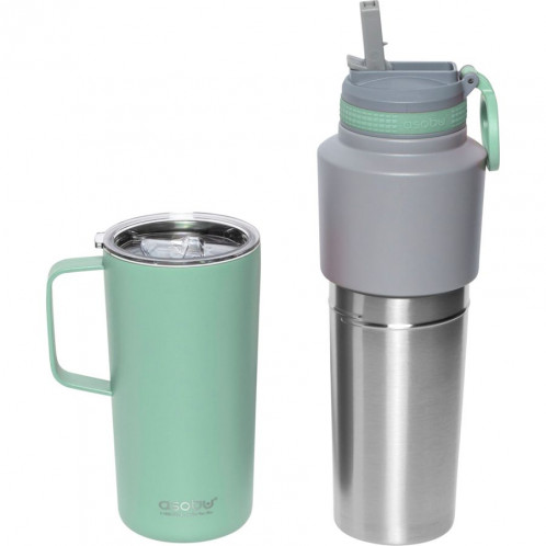 Asobu Twin Pack Bottle avec Mug Menthe, 0.9 L + 0.6 L 766446-02
