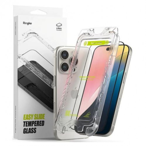 Ringke iPhone 16 Pro Screen Protector Premium Easy Slide Tempered Glass 9H with installation jig (2pcs) Transparent DI546807-01