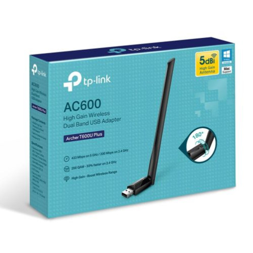 TP-Link Network Adapter T600U Plus AC600 Wireless, USB 2,0, 600Mb/s, Black EU DP1200199-02