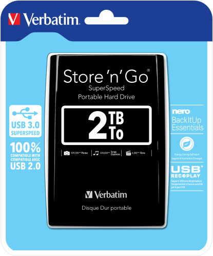 Verbatim Store n Go 2,5 pouces 2TB USB 3.0 noir 53177 857472-07