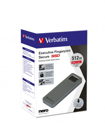 Verbatim Fingerprint Secure SSD USB 3.2 Gen 1 USB-C 2,5 512GB 657967-00
