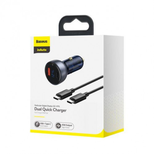 Baseus Car Charger Set Particular Digital Display PPS QC U+C (60W C+C cable 1m) 45W Black TZCCKX-0G DA1527663-016