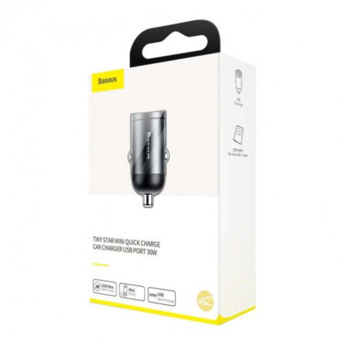 Baseus Car Charger Tiny Star Mini Quick Charge, U+Um 12/24V, 30W Gray (VCHX-A0G) DA603190-021