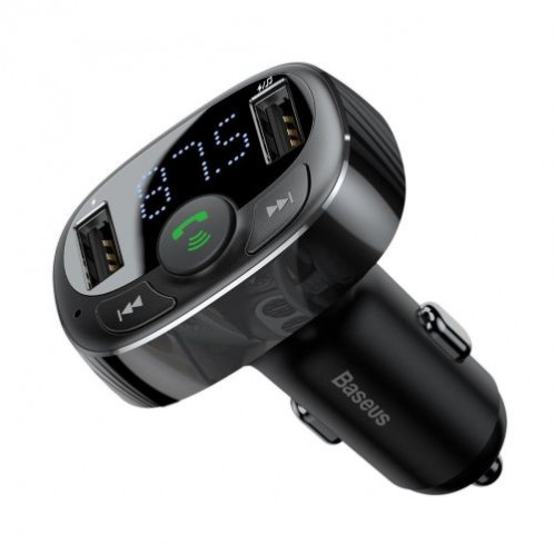 Baseus Car Charger Bluetooth FM Transmitter S-09A, BT. 4.2, 10m Range, 2x USB-A 3.4A, Micro SD card Reader, Black (CCMT000001) DA795643-04