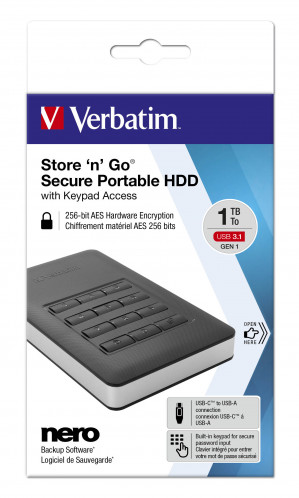 Verbatim Store n Go 1TB Secure Portable USB 3.1 53401 367306-00