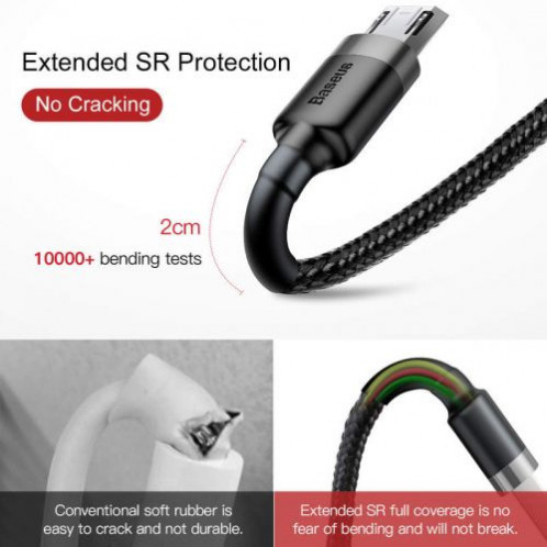 Baseus Micro USB Cafule Cable 1.5A 2m Gray + Black (CAMKLF-CG1) DA23140-09